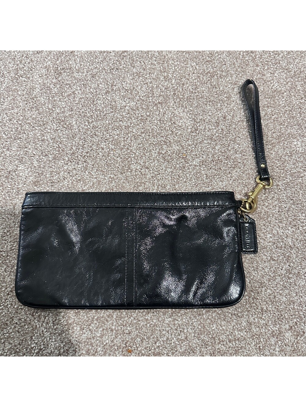 Coach Black Leather Wristlet Clutch
